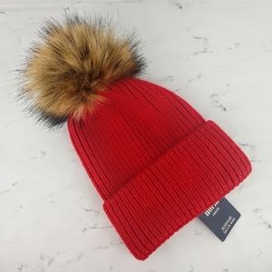 NEW Norla Canada Thick Wool Rib Knit Pom Beanie
